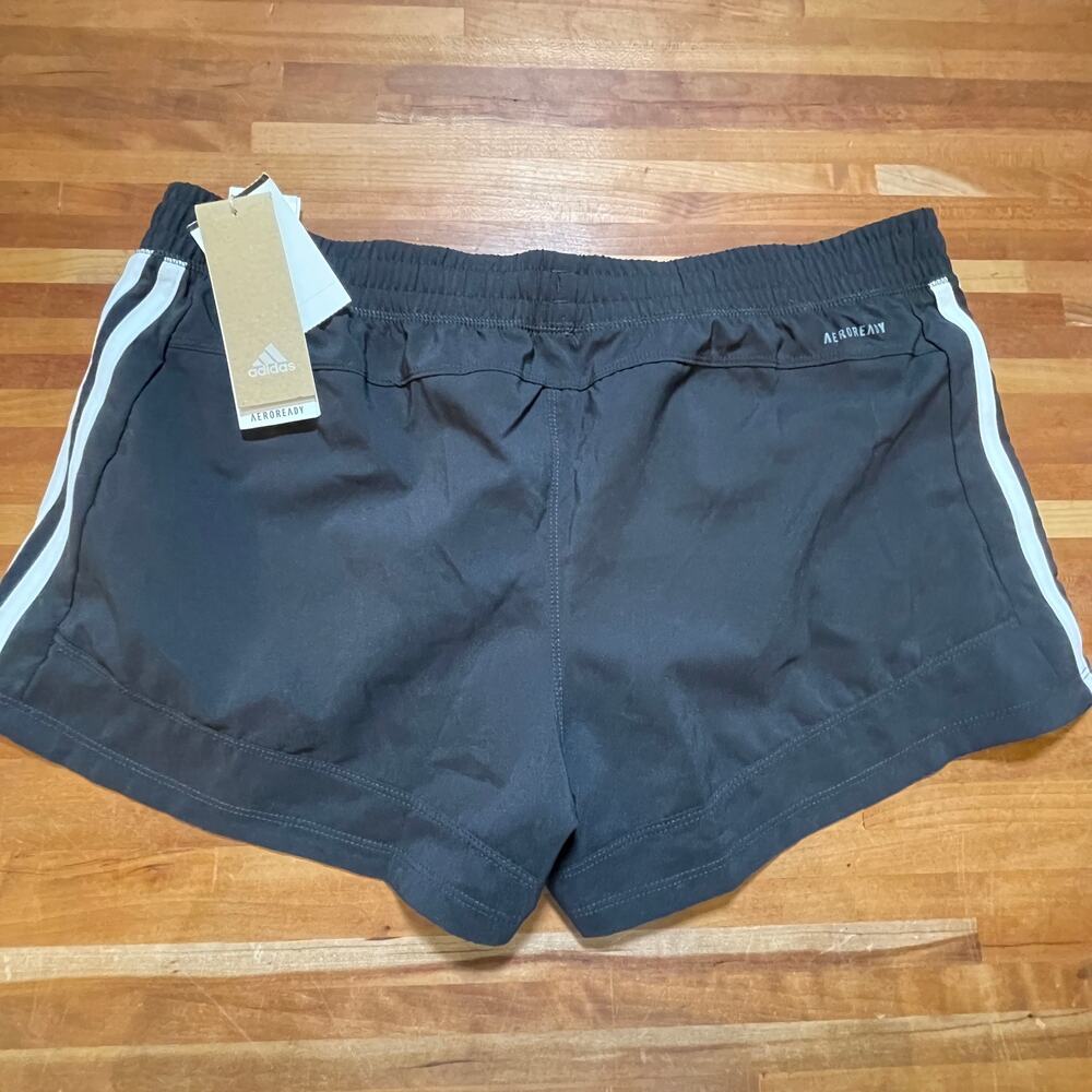 Adidas Womens Pacers Striped Running Shorts black Large - Picture 2 of 9